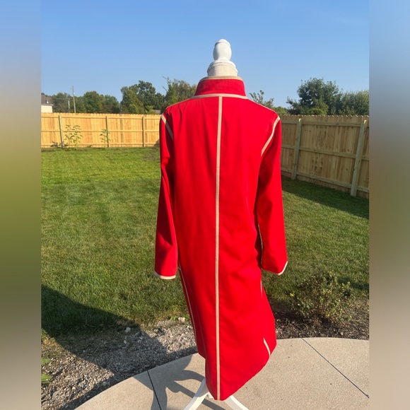 Vintage 1986 Bonnie Cashin Russel Taylor Long Red and Tan Trench Coat Size 8/10 - Picture 3 of 16